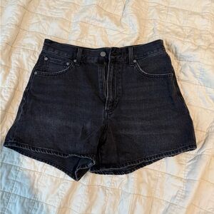 Denim Forum The 90’s A-Line Hi Thigh Shorts, Like New, Worn Once, 28, Black